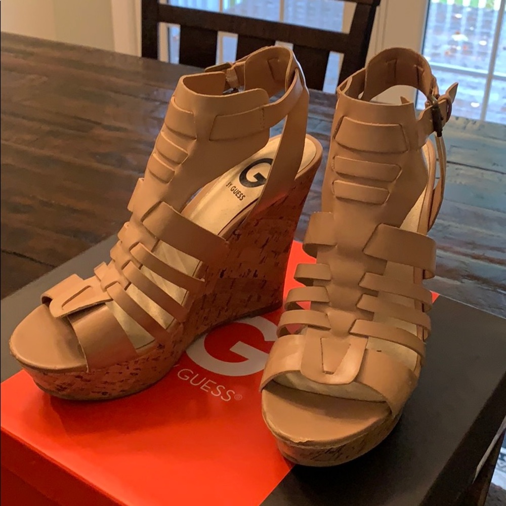 G By Guess Cork Wedge Sandals